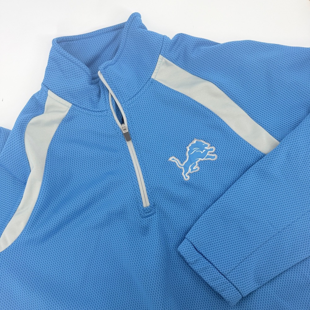 NFL Detroit Lions Mens XL Quarter Zip Pullover Blue Fleece Jacket 58SGL7001